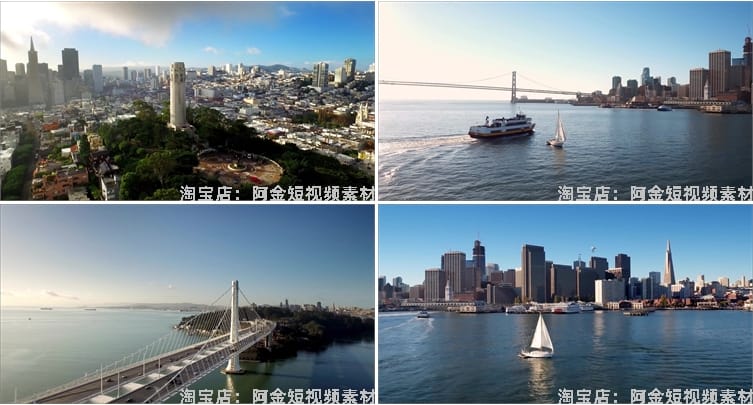 4K国外美国旧金山城市景点夜景风光航拍风景素材高清旅游自然视频