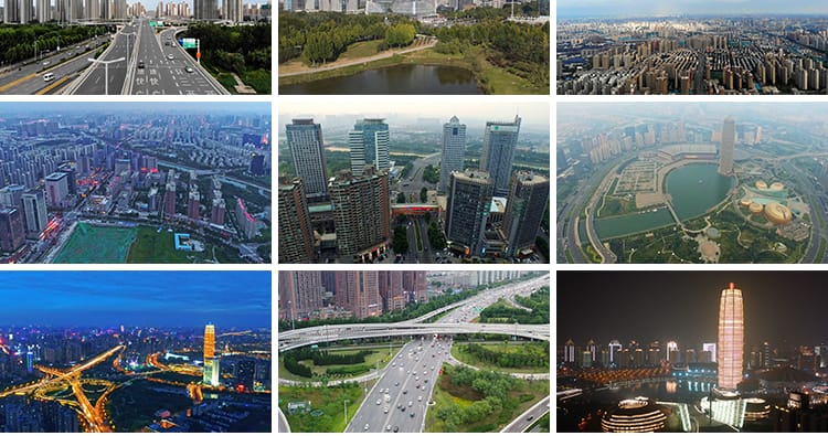 河南郑州城市建筑航拍地标延时CBD夜景风光天际线立交桥视频素材
