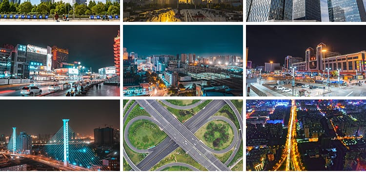 河南郑州城市建筑航拍地标延时CBD夜景风光天际线立交桥视频素材