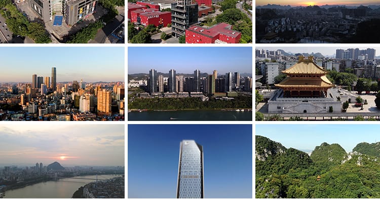 柳州城市地标建筑航拍延时大桥夜景宣传旅游景点CBD高清视频素材