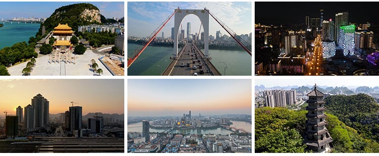 柳州城市地标建筑航拍延时大桥夜景宣传旅游景点CBD高清视频素材