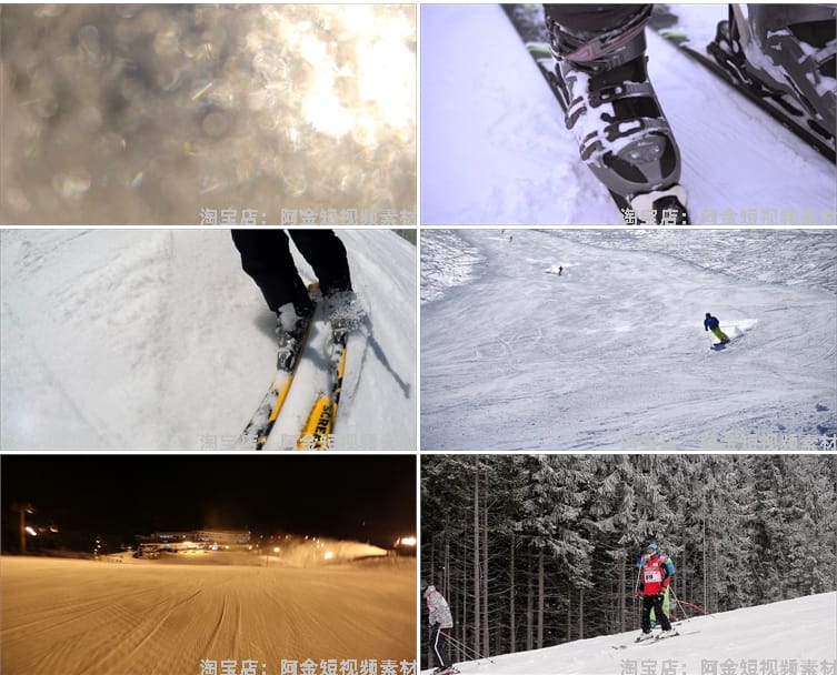 滑雪者雪地雪中跳跃极限运动冬季高山滑雪场人群实拍高清视频素材