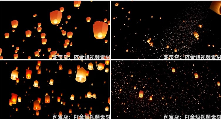 孔明灯放飞祈福许愿祝福风景素材高清旅游自然治愈系短视频背景