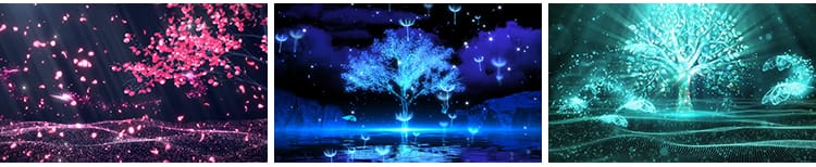 大气蓝色唯美梦幻树粒子科技光影光线LED背景大屏幕动态视频素材