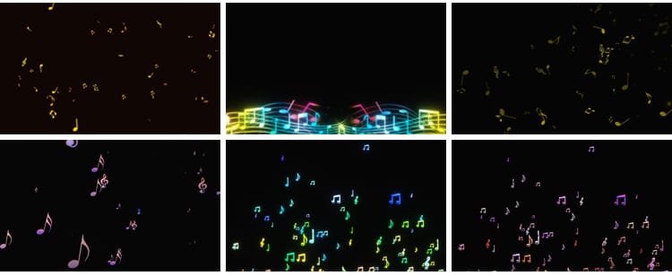 音符飞舞跳动音乐符号散开动态特效果背景mov带透明通道视频素材