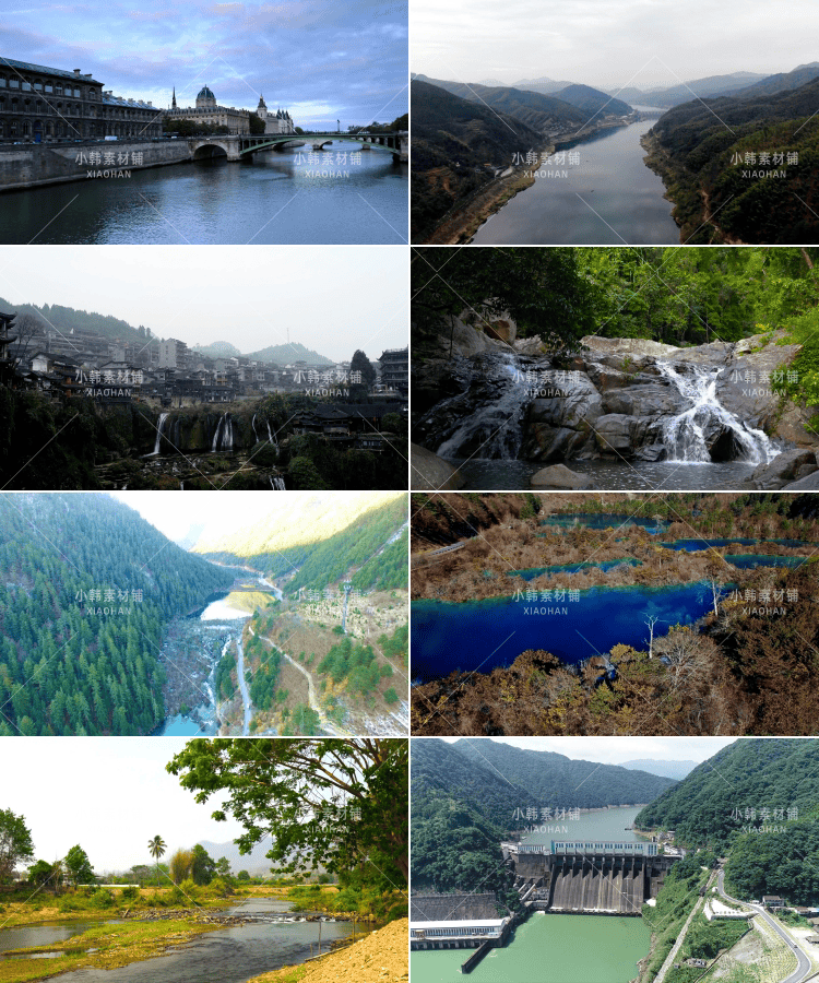 河流瀑布风景横版高清抖音自媒体pr剪辑背景视频素材