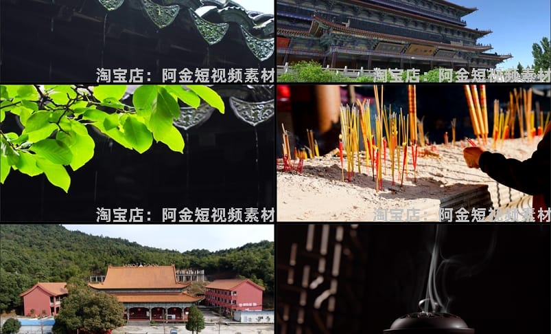 4K寺庙寺院禅意古风古寺古庙香炉意境屋檐佛像风景抖音短视频素材