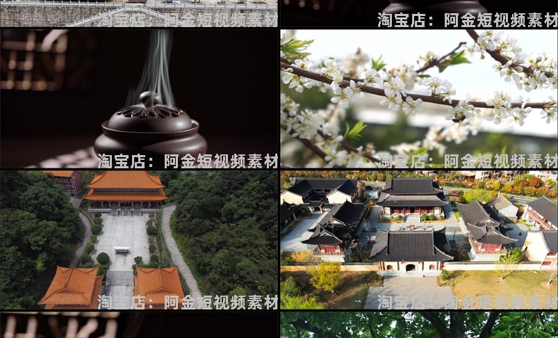 4K寺庙寺院禅意古风古寺古庙香炉意境屋檐佛像风景抖音短视频素材