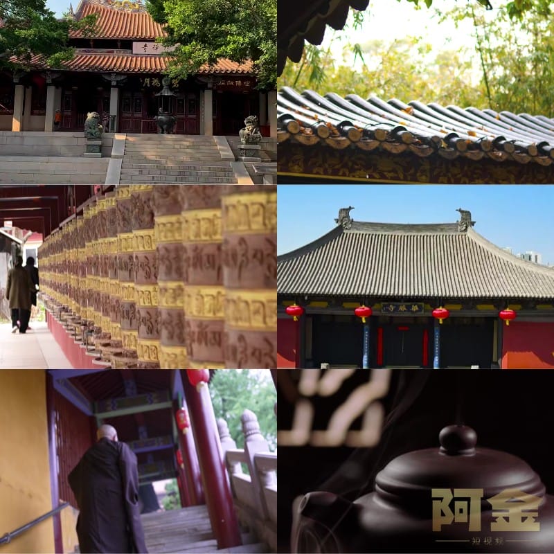 4K寺庙寺院禅意古风古寺古庙香炉意境屋檐佛像风景抖音短视频素材