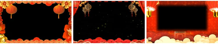 红色喜庆新年贺岁拜年祝福边框春节年会晚会庆典透明通道视频素材