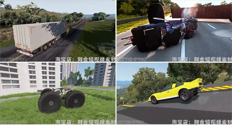 汽车赛车高速飙车漂移失误翻车模拟动画国外高清视频小说推文素材