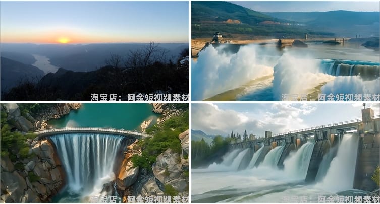 三峡大坝水利发电水电站开闸泄洪蓄水长江水坝视频高清实拍素材