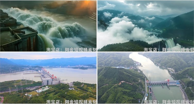 三峡大坝水利发电水电站开闸泄洪蓄水长江水坝视频高清实拍素材