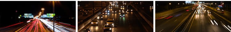 城市夜晚夜景街道路交通汽车流车灯模糊光斑光晕闪烁实拍视频素材