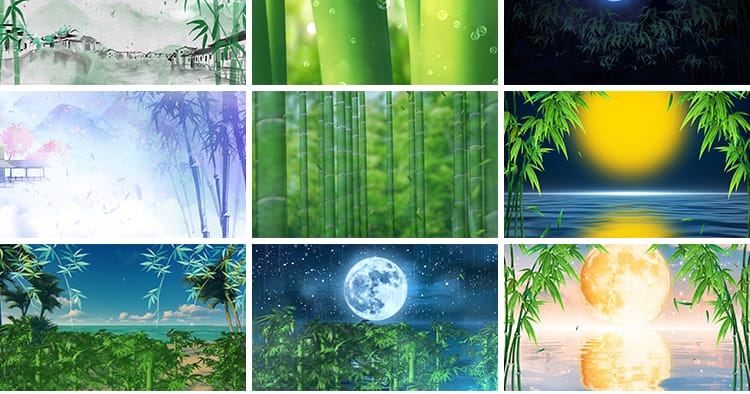 竹林竹子绿竹水墨山水古风苗族山歌傣族舞蹈舞台LED背景视频素材