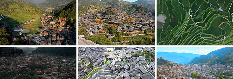 贵州黔东南西江千户苗寨古村落苗族自然风光旅游高清实拍视频素材