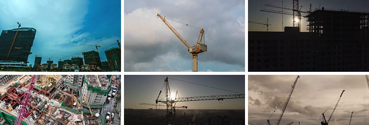 城市建设塔吊房地产工人施工地现场建筑工程航拍延时实拍视频素材