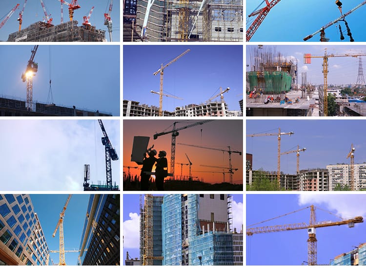 城市建设塔吊房地产工人施工地现场建筑工程航拍延时实拍视频素材