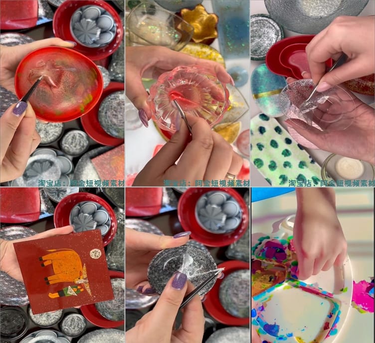 竖屏横撕膜揭膜手工diy国外高清解压减压剪辑短视频小说推文素材