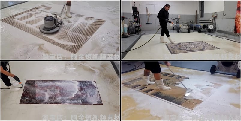 国外手工清洗地毯毛毡解压视频高清横屏小说推文素材引流无水印