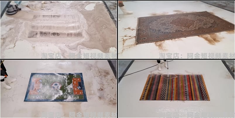 国外手工清洗地毯毛毡解压视频高清横屏小说推文素材引流无水印