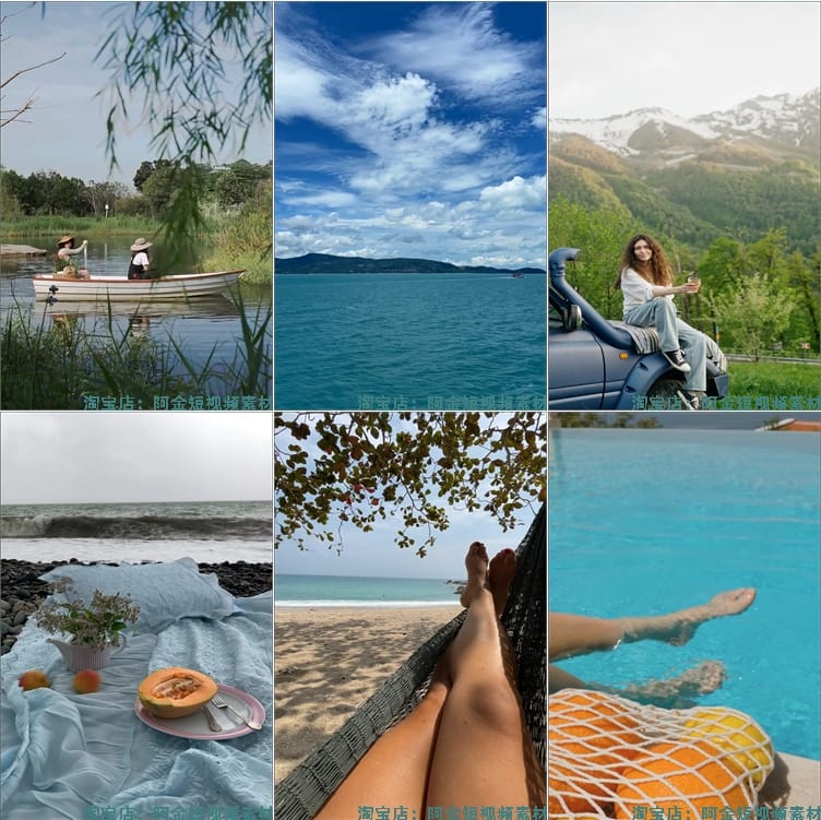 夏天夏日小清新风格假日海滩唯美自然风景短视频高清实拍素材剪辑