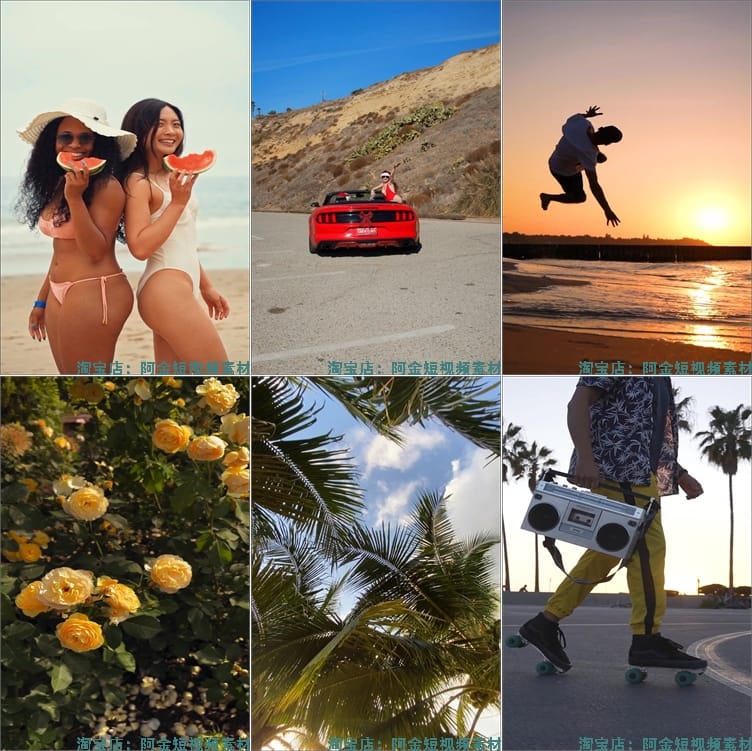 夏天夏日小清新风格假日海滩唯美自然风景短视频高清实拍素材剪辑