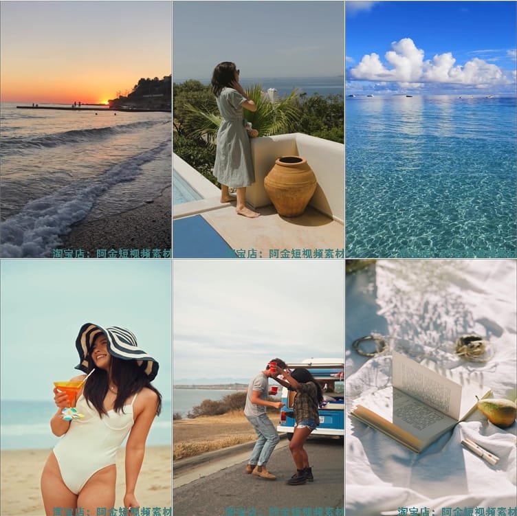 夏天夏日小清新风格假日海滩唯美自然风景短视频高清实拍素材剪辑