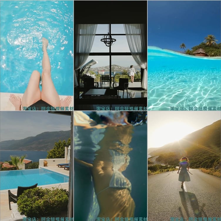 夏天夏日小清新风格假日海滩唯美自然风景短视频高清实拍素材剪辑