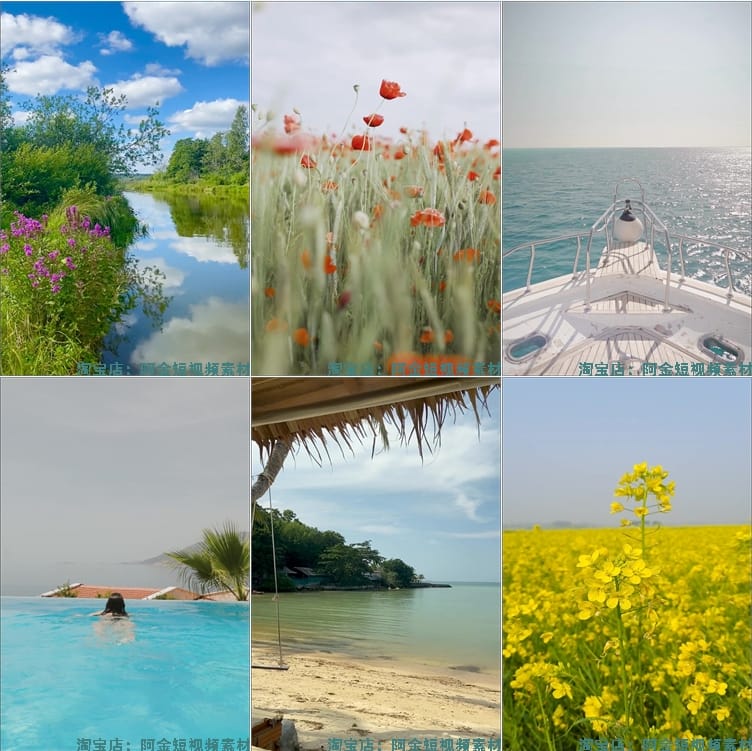 夏天夏日小清新风格假日海滩唯美自然风景短视频高清实拍素材剪辑