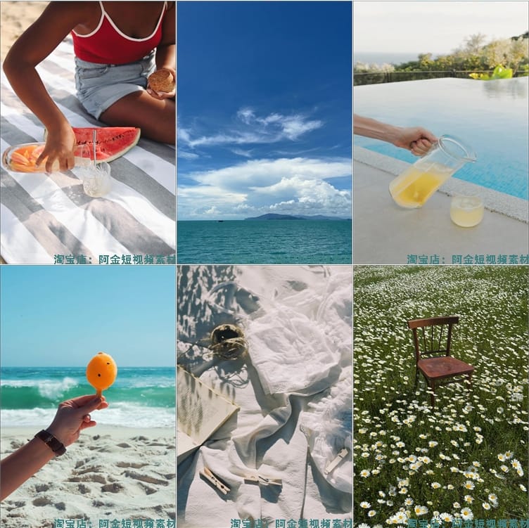 夏天夏日小清新风格假日海滩唯美自然风景短视频高清实拍素材剪辑