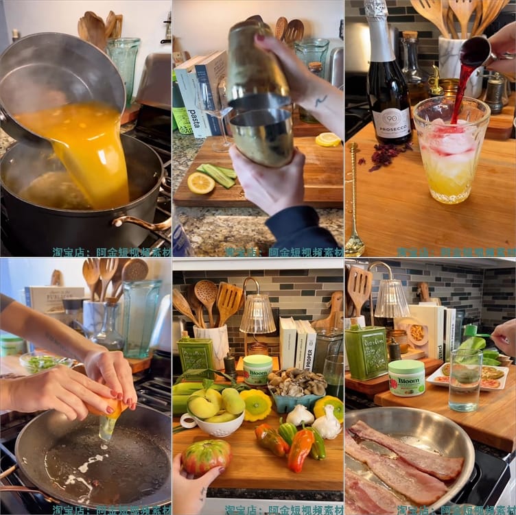 竖屏家常菜西餐烹饪甜点美食饮品国外高清解压短视频小说推文素材