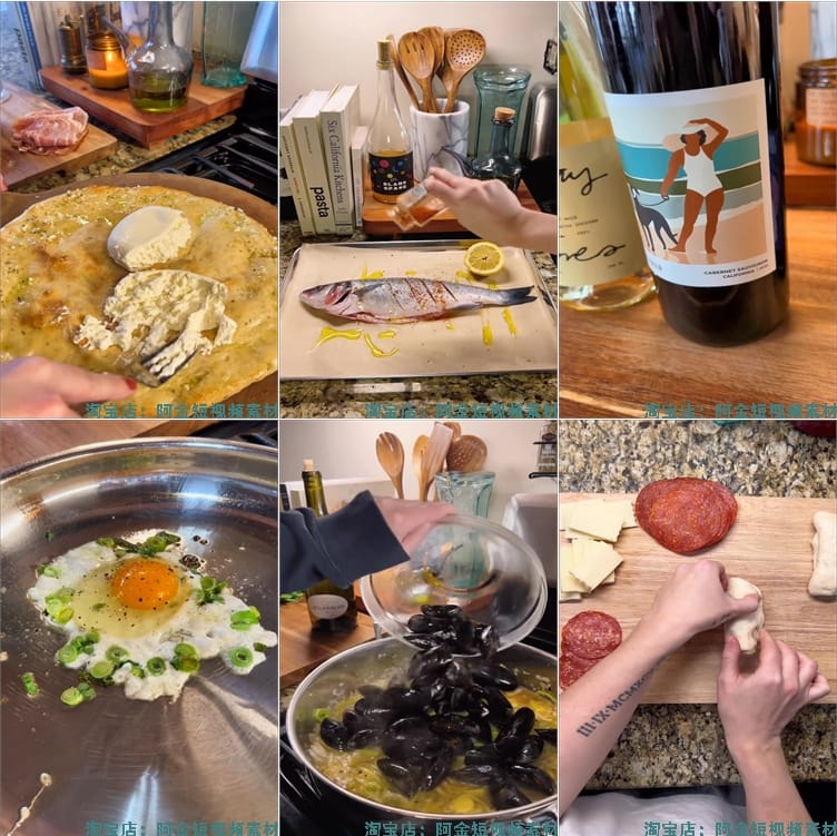 竖屏家常菜西餐烹饪甜点美食饮品国外高清解压短视频小说推文素材