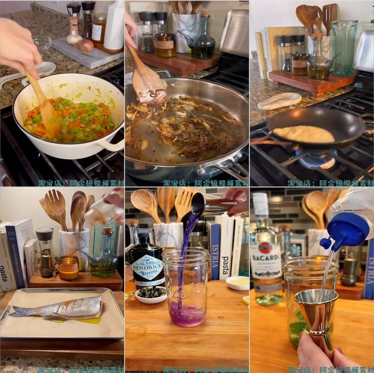 竖屏家常菜西餐烹饪甜点美食饮品国外高清解压短视频小说推文素材