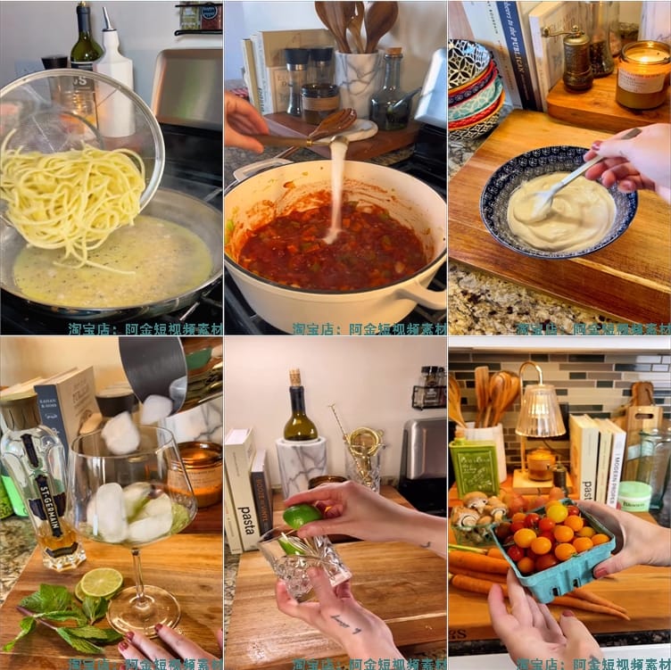 竖屏家常菜西餐烹饪甜点美食饮品国外高清解压短视频小说推文素材