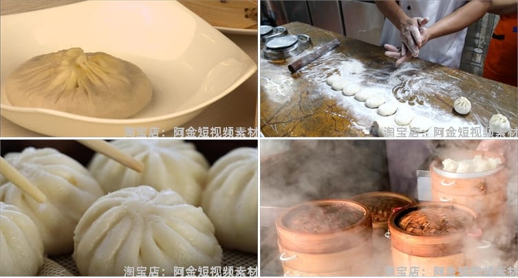 小笼包汤包蒸包子铺早点小吃早餐美食抖音视频自媒体高清实拍素材