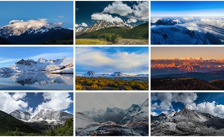 雪山风景航拍风光西藏川西旅游景点山脉自然美景高清实拍视频素材