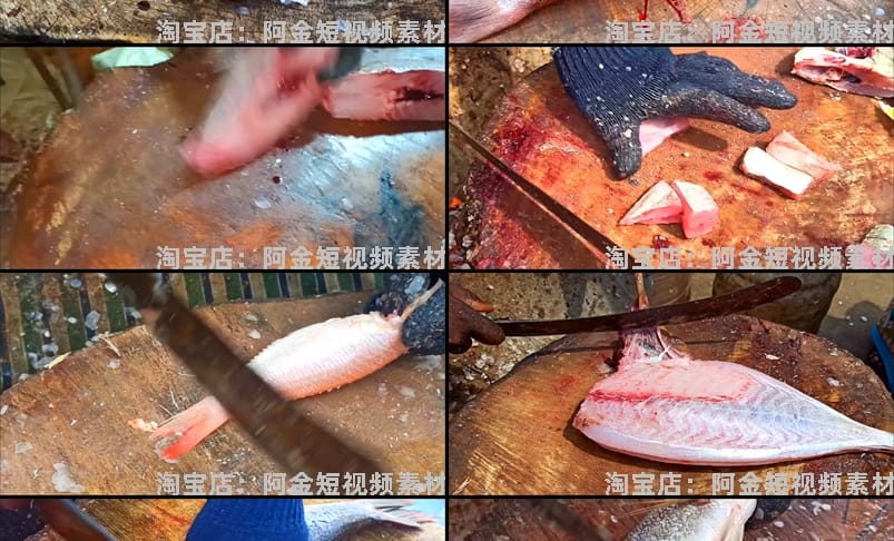 印度街头杀鱼切鱼横屏国外高清直播解压中长视频小说推文素材引流