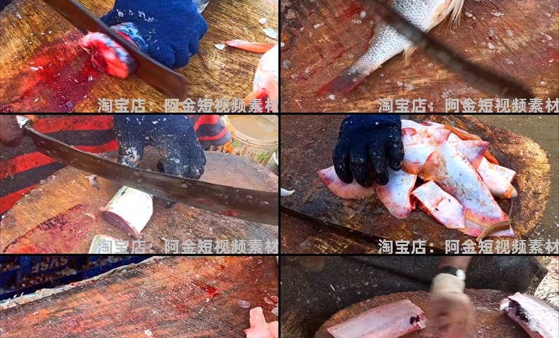 印度街头杀鱼切鱼横屏国外高清直播解压中长视频小说推文素材引流