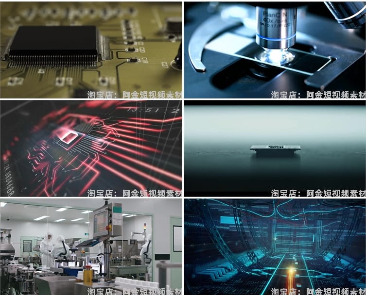 芯片研发制作科技工厂生产电子厂CPU半导体集成电路视频素材剪辑