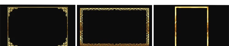 金色花边框矩形装饰金属复古相框MOV特效带透明通道动态视频素材