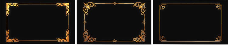 金色花边框矩形装饰金属复古相框MOV特效带透明通道动态视频素材