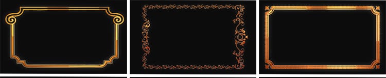 金色花边框矩形装饰金属复古相框MOV特效带透明通道动态视频素材