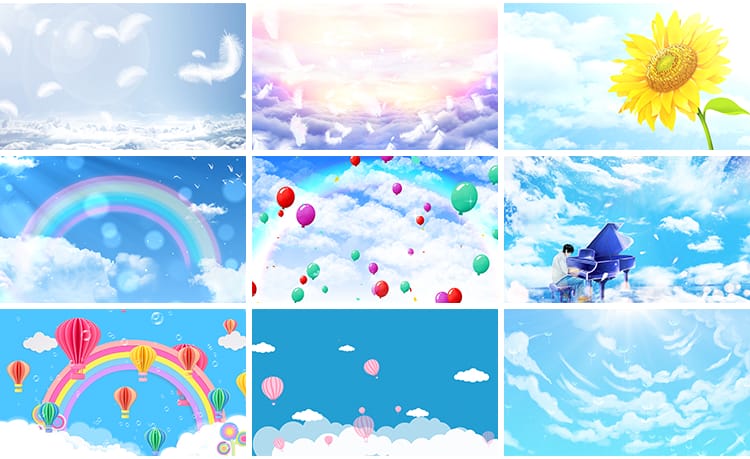 卡通蓝天白云天空云彩云朵穿梭云层流云云海LED背景动态视频素材