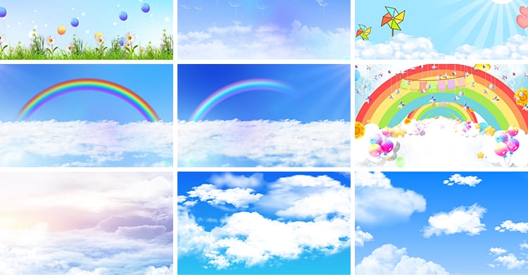 卡通蓝天白云天空云彩云朵穿梭云层流云云海LED背景动态视频素材