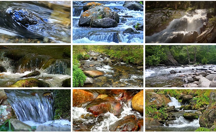 山涧溪流岩石小溪石头小河水流大自然生态山泉高山流水短视频素材