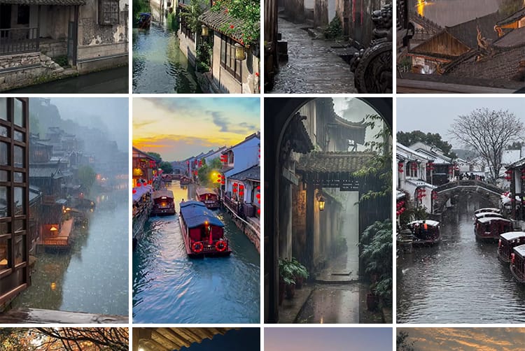 江南水乡水巷街道古镇古风古朴唯美意境建筑实拍旅游风景视频素材