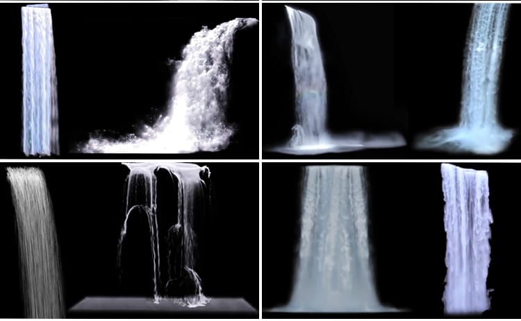 瀑布水流下落喷泉水花小溪河流山水MOV透明通道后期合成视频素材