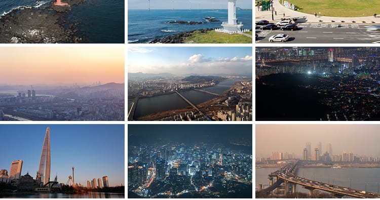 韩国首尔城市风光外国夜景车流建筑风光街道街景航拍延时视频素材