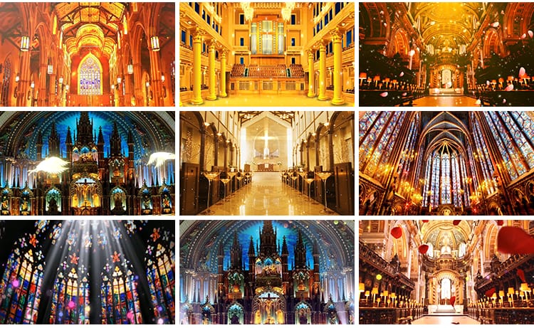 城堡宫殿教堂欧式英伦风梦幻婚礼舞台晚会LED大屏幕背景视频素材